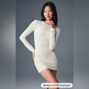 Alo Yoga NWT Ribbed Sea Coast Long Sleeve Dress Ivory Size L